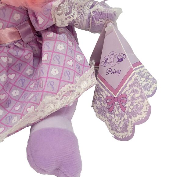 Pretty Piggies Hallmark Prissy Pig Plush 11" Southern Bell Purple Pink Tomy 1989 - Picture 5 of 16